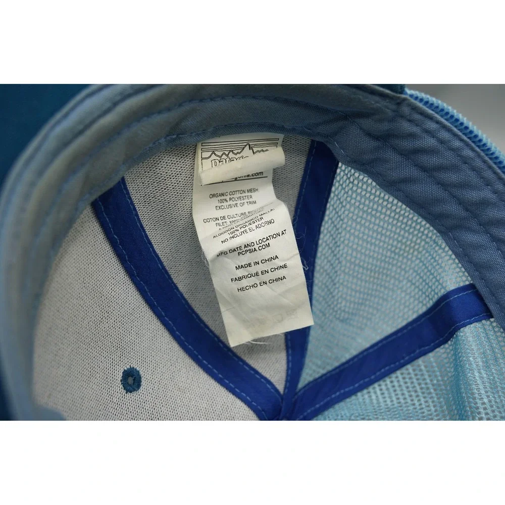 Patagonia Trucker Hat Teal Blue Mesh Snapback Organic Cotton Logo Cap